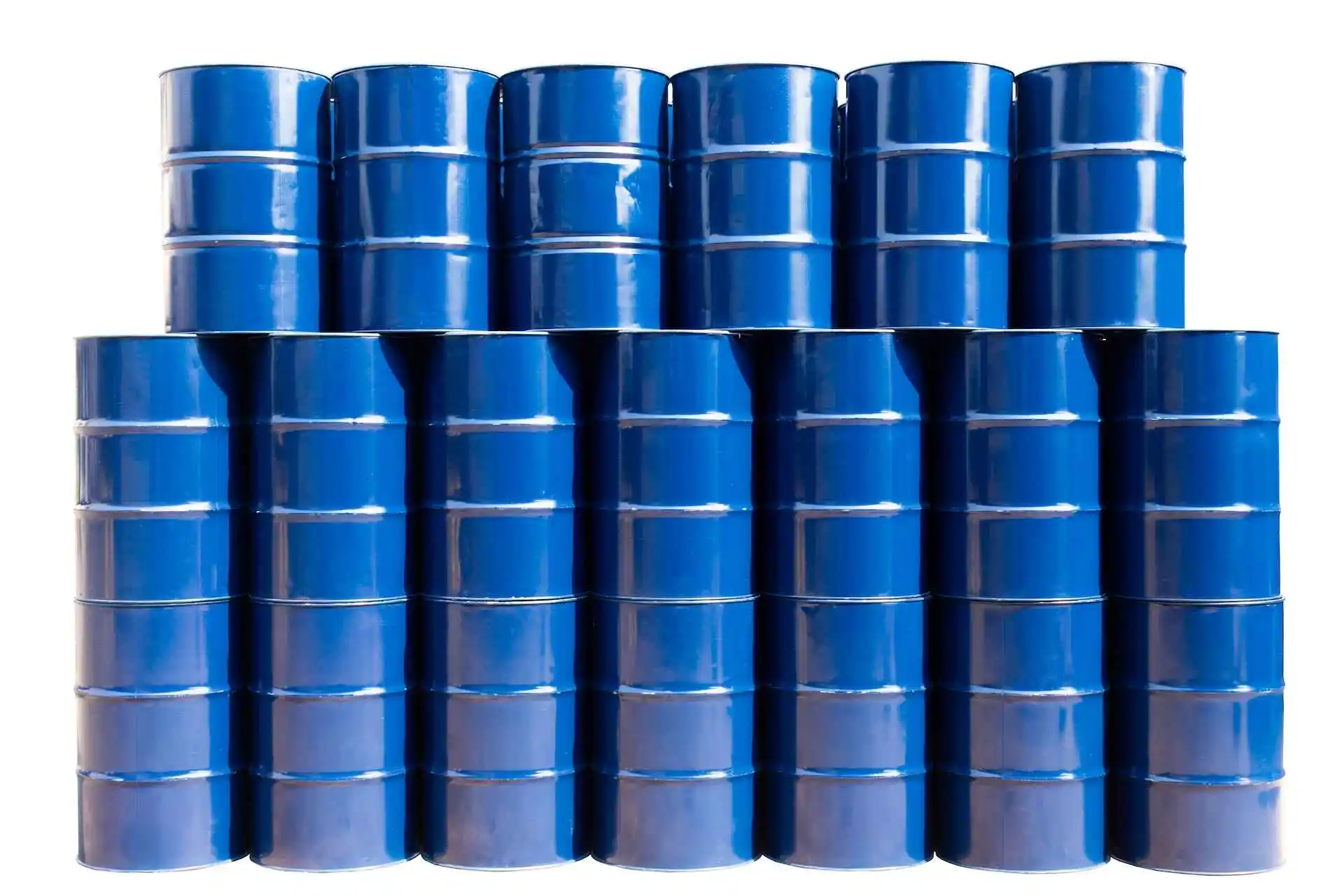 blue galvanized steel drums containing methylene chloride