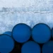 Blue chemical barrels for industrial solvent storage